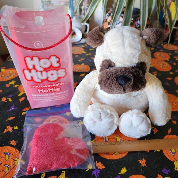 Aroma Home Hot Hugs Microwavable Hottie Pug Dog Plush Lavender in Box